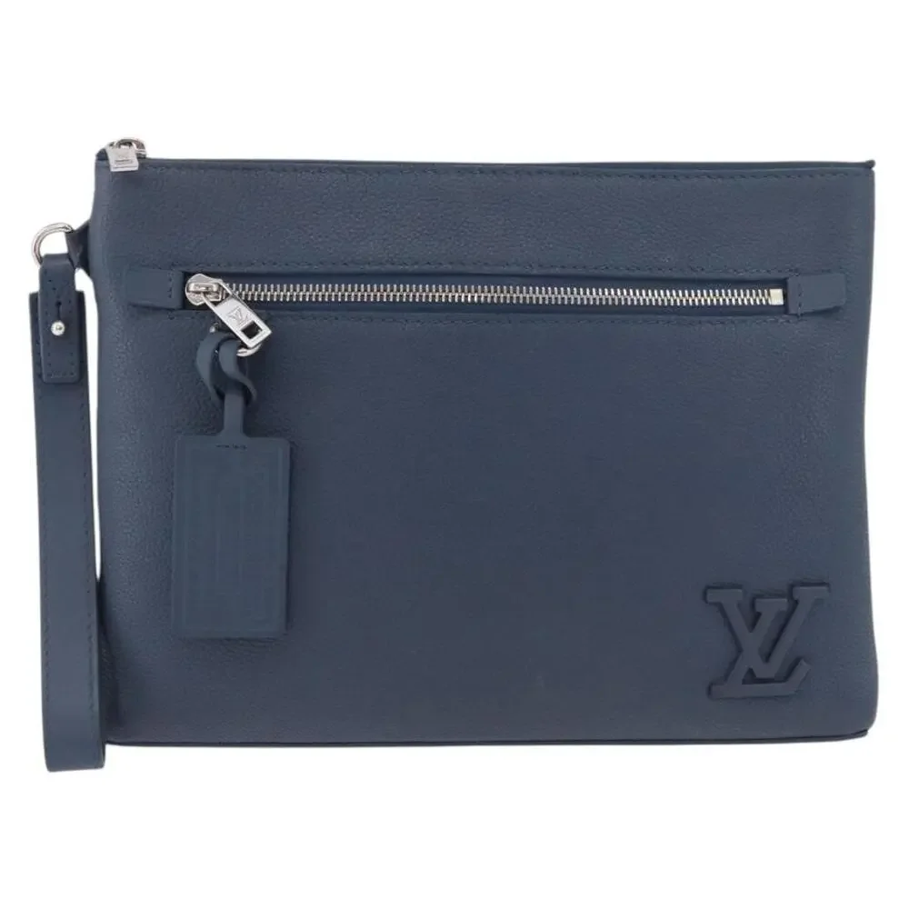 Louis Vuitton Leather Takeoff Pouch Blue